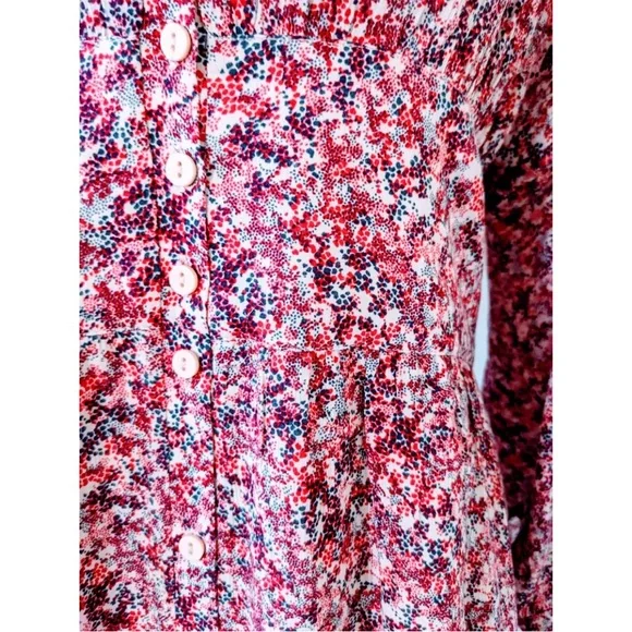 BA&SH Paris Liberty Floral Print Dress French Girl Chic Red & Blue M Never Worn! - Picture 3 of 5